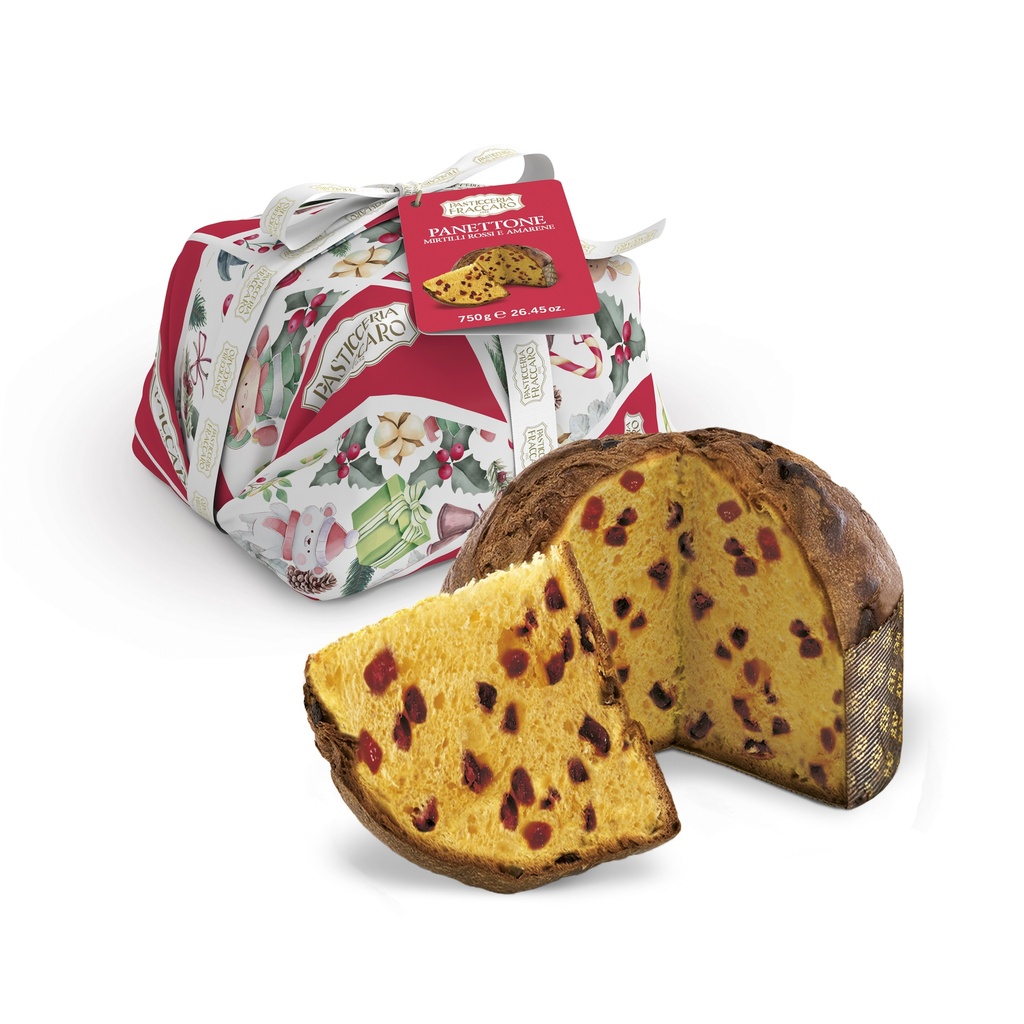 PANETTONE AI MIRTILLI ROSSI E AMARENE 750G * 6- FRACCARO SPUMADORO