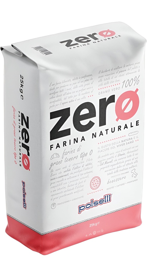FARINA LINEA ZERO ROSSA 25Kg TIPO O CON GERME DI GRANO- POLSELLI