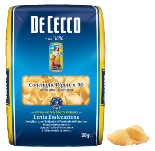 [300206] CONCHIGLIE RIGATE nº50 500g*24 DE CECCO