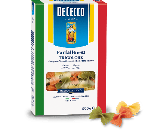 [300332] FARFALLE TRICOLORI nº93 500g*12 DE CECCO