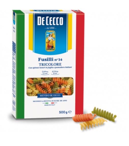 [300190] FUSILLI TRICOLORE nº34 500g*12 DE CECCO