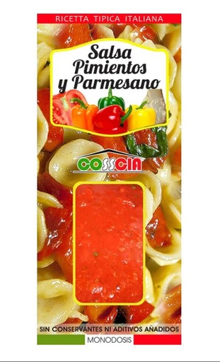 [400668] Salsa Pimientos y Parmesano - Monodosis 120 g Cajita Colores*30