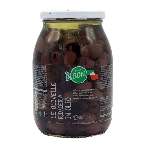 [400446] OLIVE RIVIERA NERE DENOCCIOLATE OLIO (1Kg x 6) BONETTO