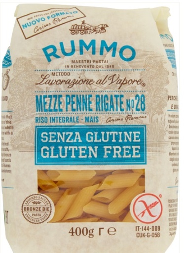 [300492] MEZZE PENNE RIGATE SENZA GLUTINE 400 GR RUMMO