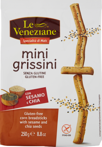 [800582] MINI GRISSINI SESAMO E CHIA SENZA GLUTINE 250 GR (X 8UD) LE VENEZIANE